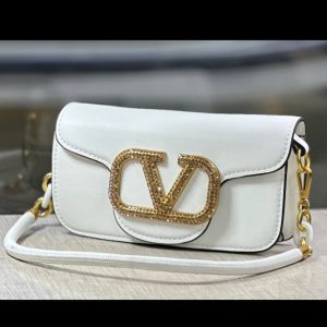 Bolsa Valentino Garavani VLogo Branca (PREMIUM) - Luxo com Brilho Sofisticado