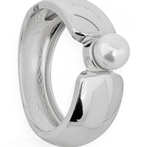 Bracelete Folheado Prata Tubo Com Fecho Pérola