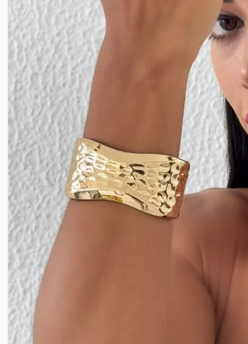 Bracelete Folheado a Ouro 18k Martelado - Ouro - Imagem 2