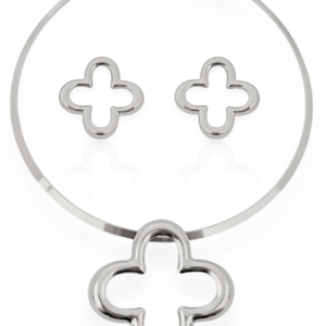 Conjunto Choker e Brinco Folheado a Prata Aro Inspiração Vazado - Prata