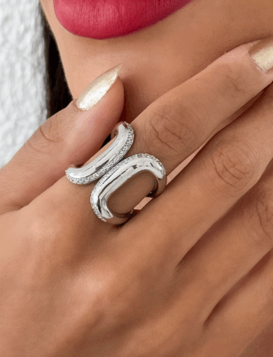 Anel Folheado a Prata Com Zircônia - Prata - 20 - Imagem 2