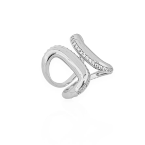 Anel Folheado a Prata Com Zircônia - Prata - 20