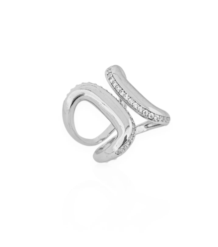 Anel Folheado a Prata Com Zircônia - Prata - 20