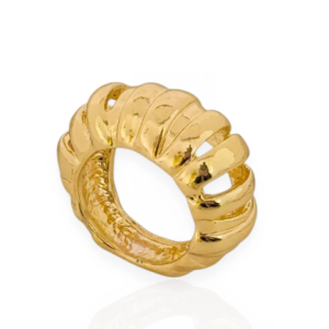 Anel Folheado a Ouro 18k Fios Orgânicos Largos - Ouro - 19