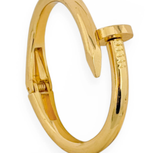 Bracelete Folheado a Ouro 18k Design de "Prego" Liso G - Ouro