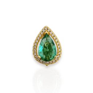 Charm Folheado a Ouro 18K Gota Com Cristal - Ouro-Turquesa