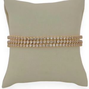 Pulseira Folheado a Ouro 18k Corrente Tripla Cravejada - Ouro